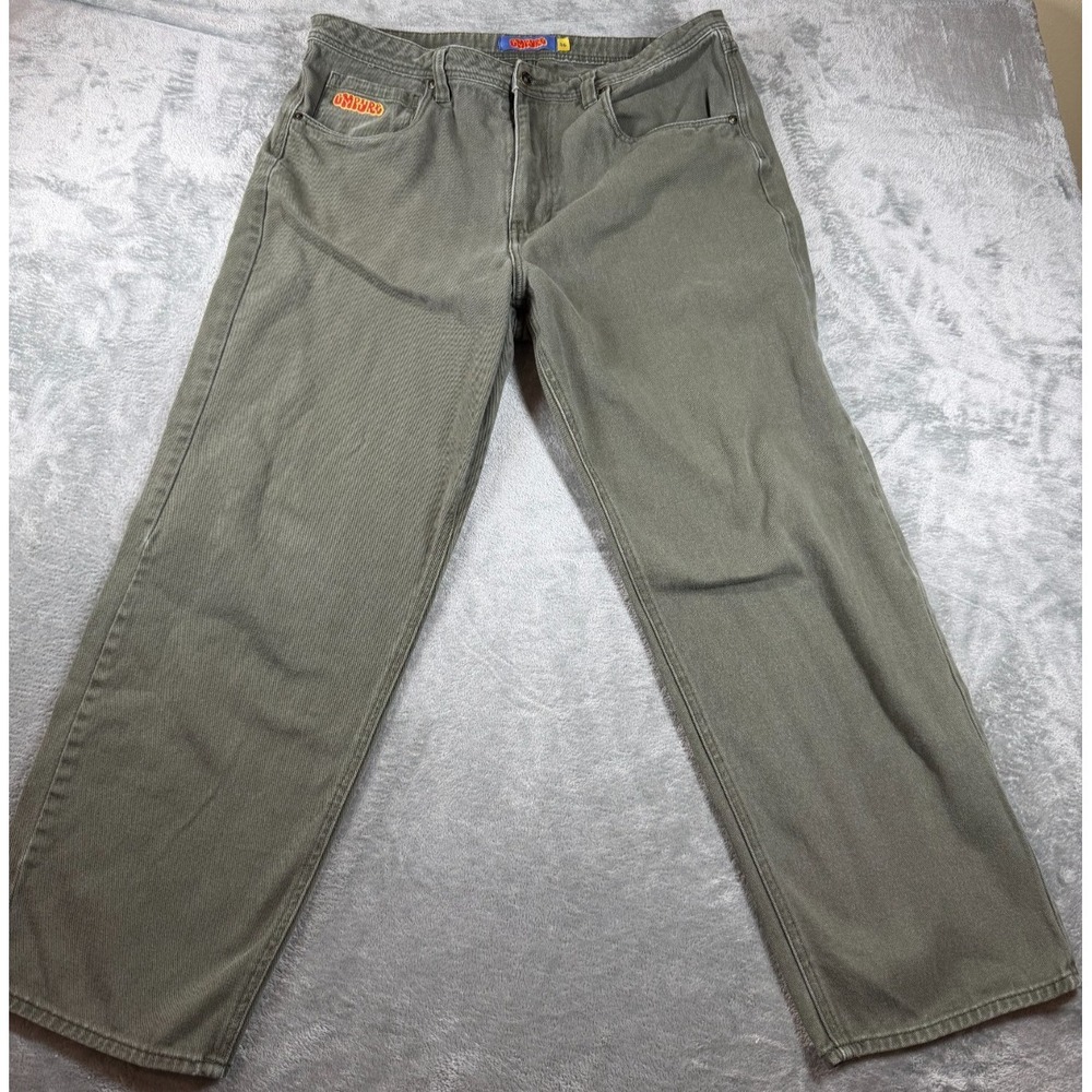 Empyre Relax Jeans Men's 36x30 Green Straight Leg Baggy Skate Y2K Style